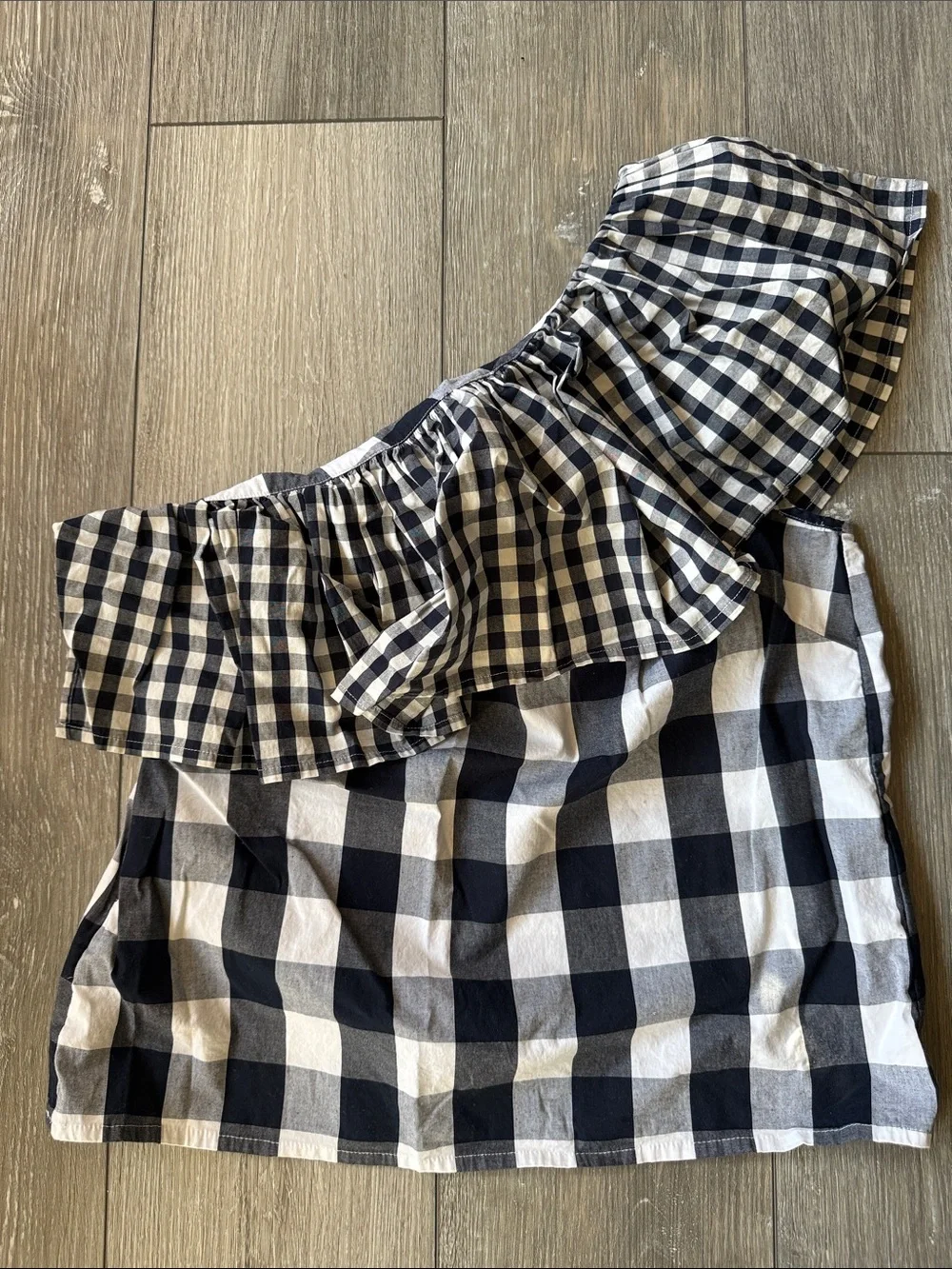 J.Crew Factory Women's One-Shoulder Ruffle Poplin Tank - Picture 4 of 13